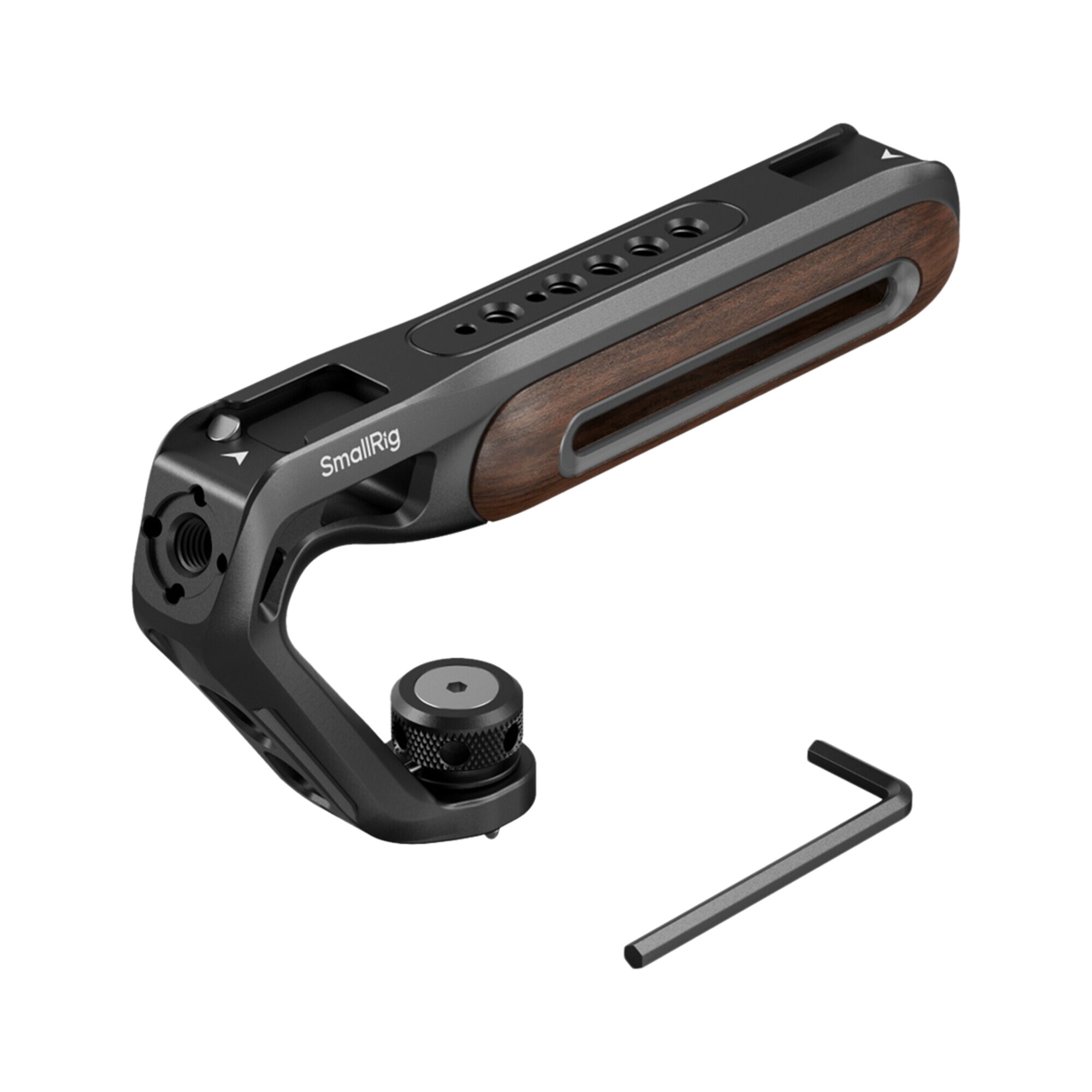 Smallrig 5252 Wooden Top Handle with 1/4''-20 and ARRI 3/8''-16 Locating Screw