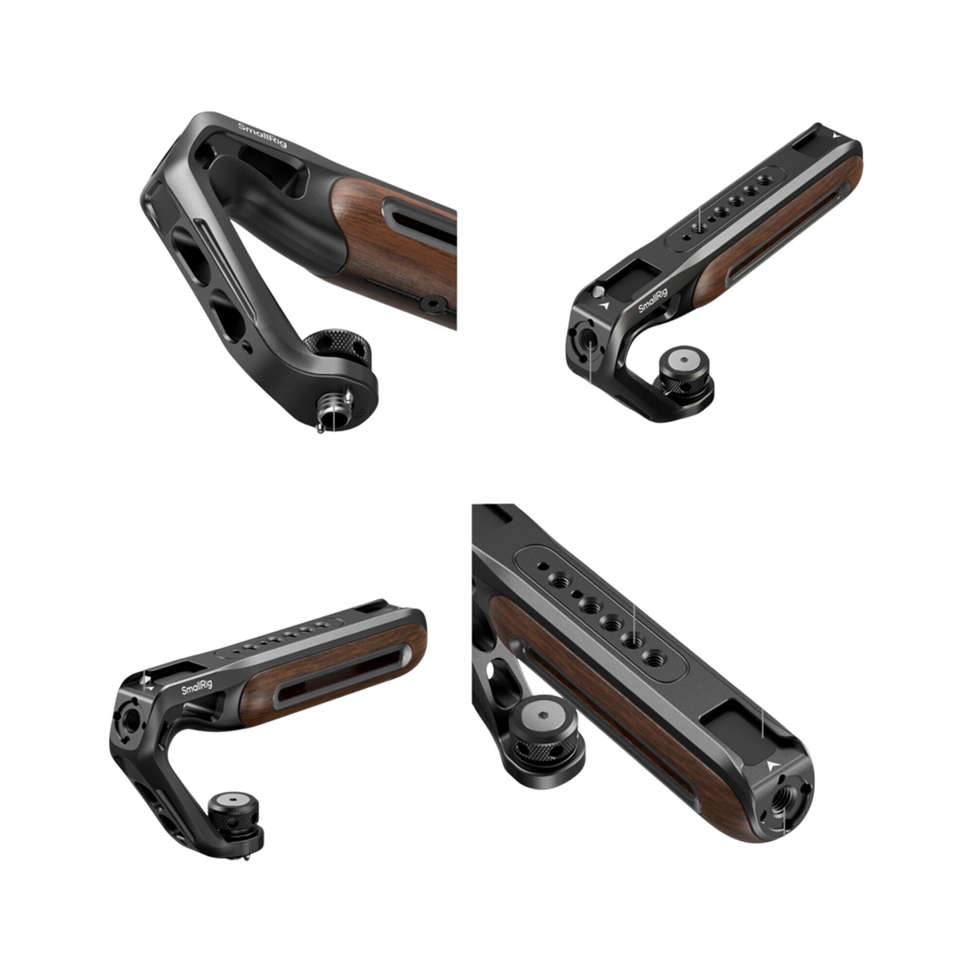 Smallrig 5252 Wooden Top Handle with 1/4''-20 and ARRI 3/8''-16 Locating Screw