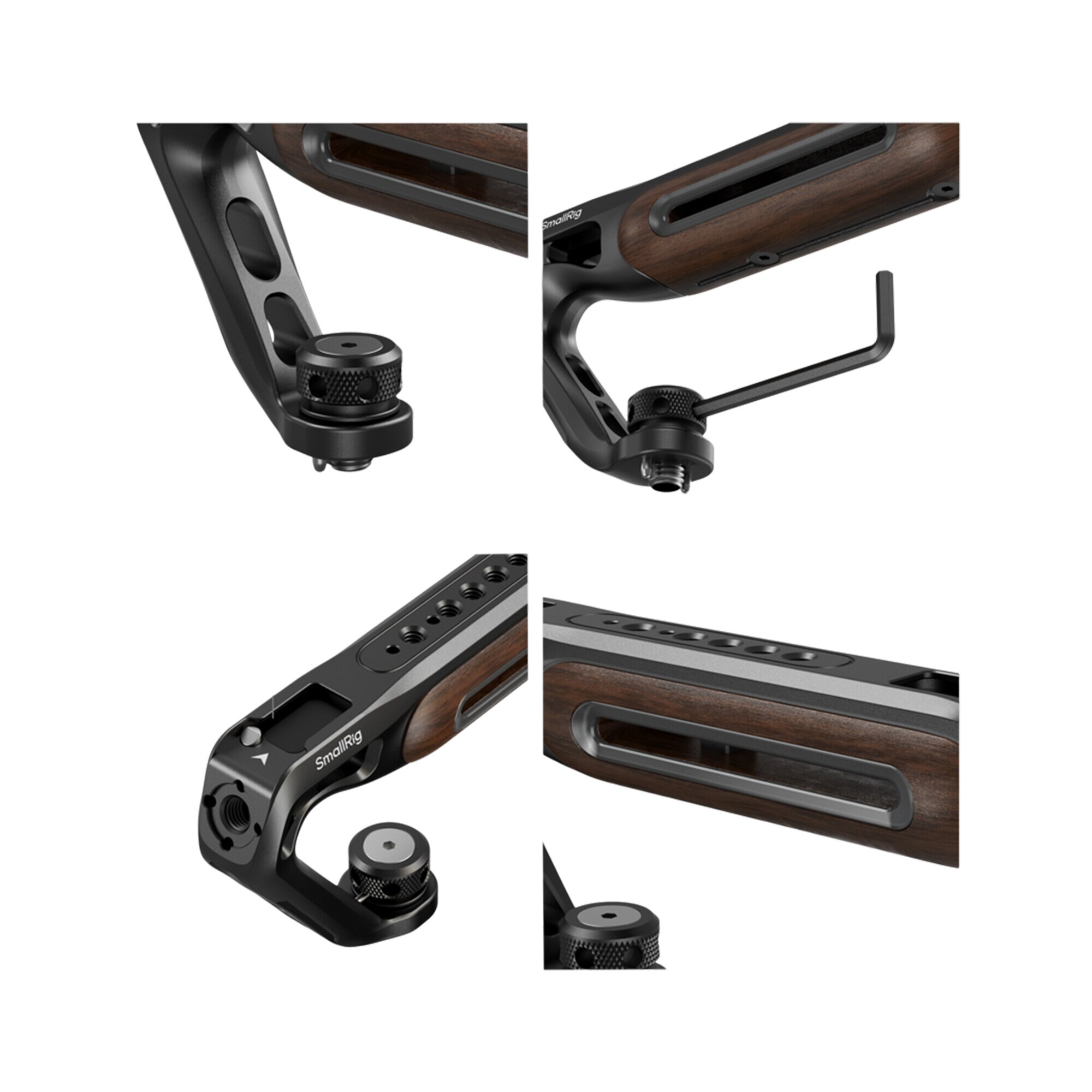 Smallrig 5252 Wooden Top Handle with 1/4''-20 and ARRI 3/8''-16 Locating Screw