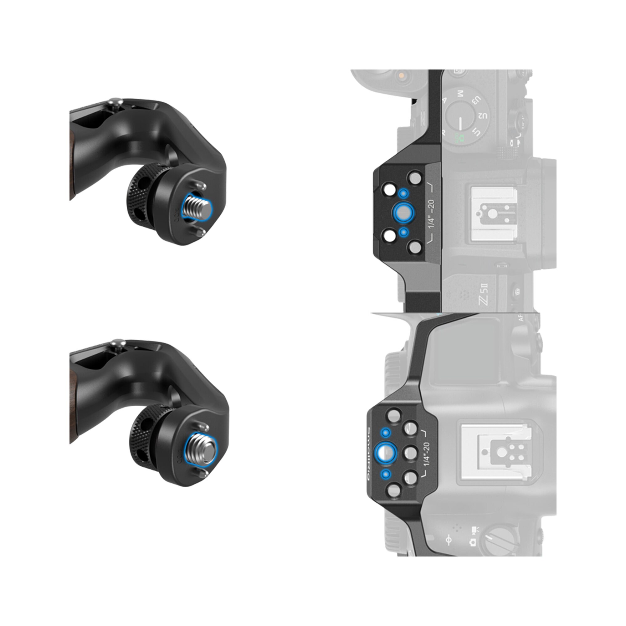 Smallrig 5252 Wooden Top Handle with 1/4''-20 and ARRI 3/8''-16 Locating Screw