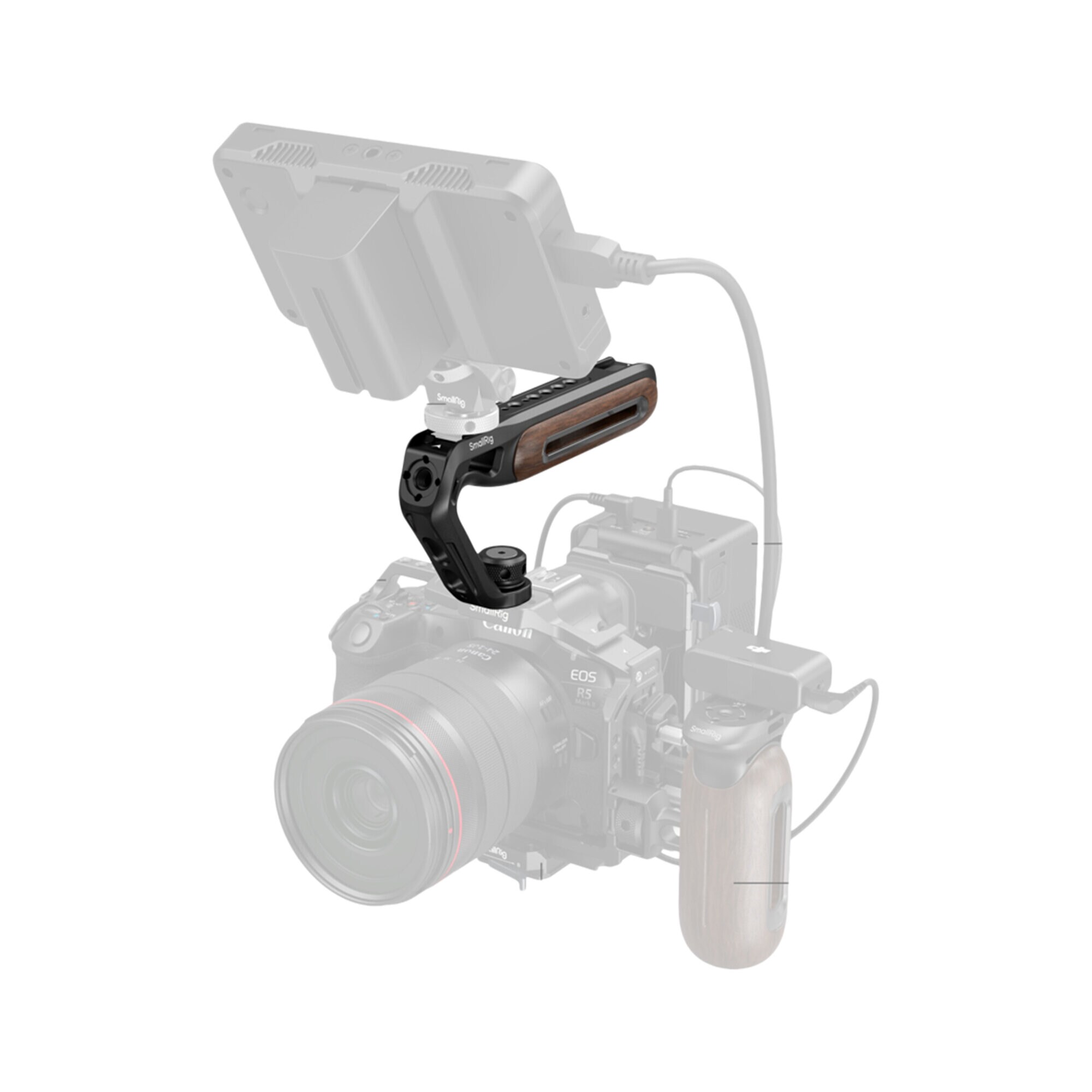Smallrig 5252 Wooden Top Handle with 1/4''-20 and ARRI 3/8''-16 Locating Screw