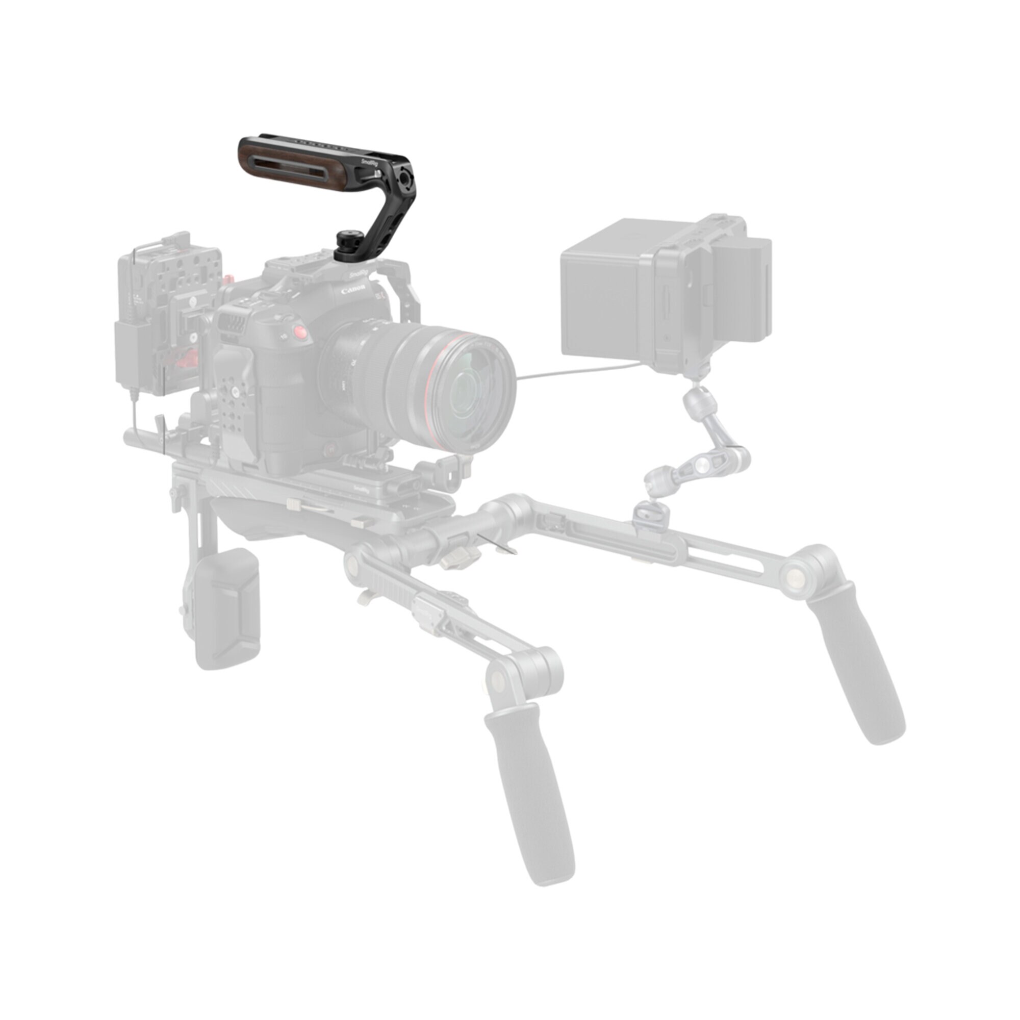 Smallrig 5252 Wooden Top Handle with 1/4''-20 and ARRI 3/8''-16 Locating Screw