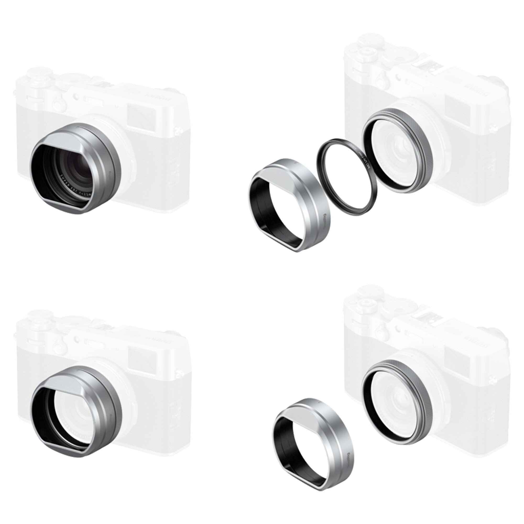 SmallRig 5851 UV Filter with Lens Hood Kit for FUJIFILM X100VI / X100V (Silver)