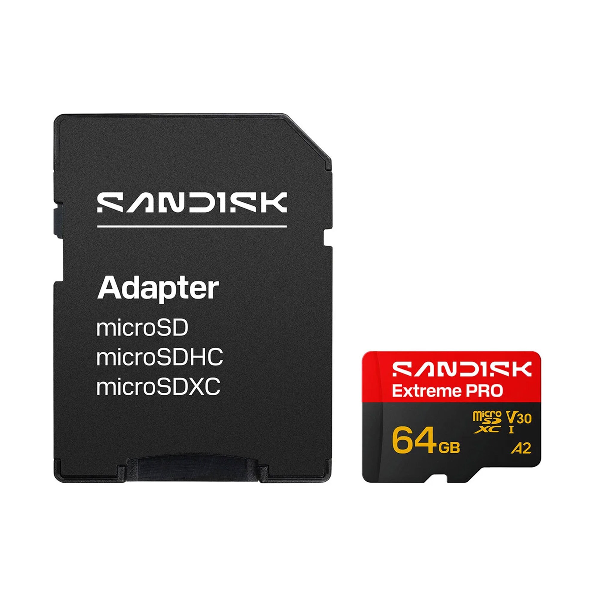 MicroSDXC Extreme Pro 64Gb 200/90Mb/s C10 UHS U3 V30 A1 Adapter