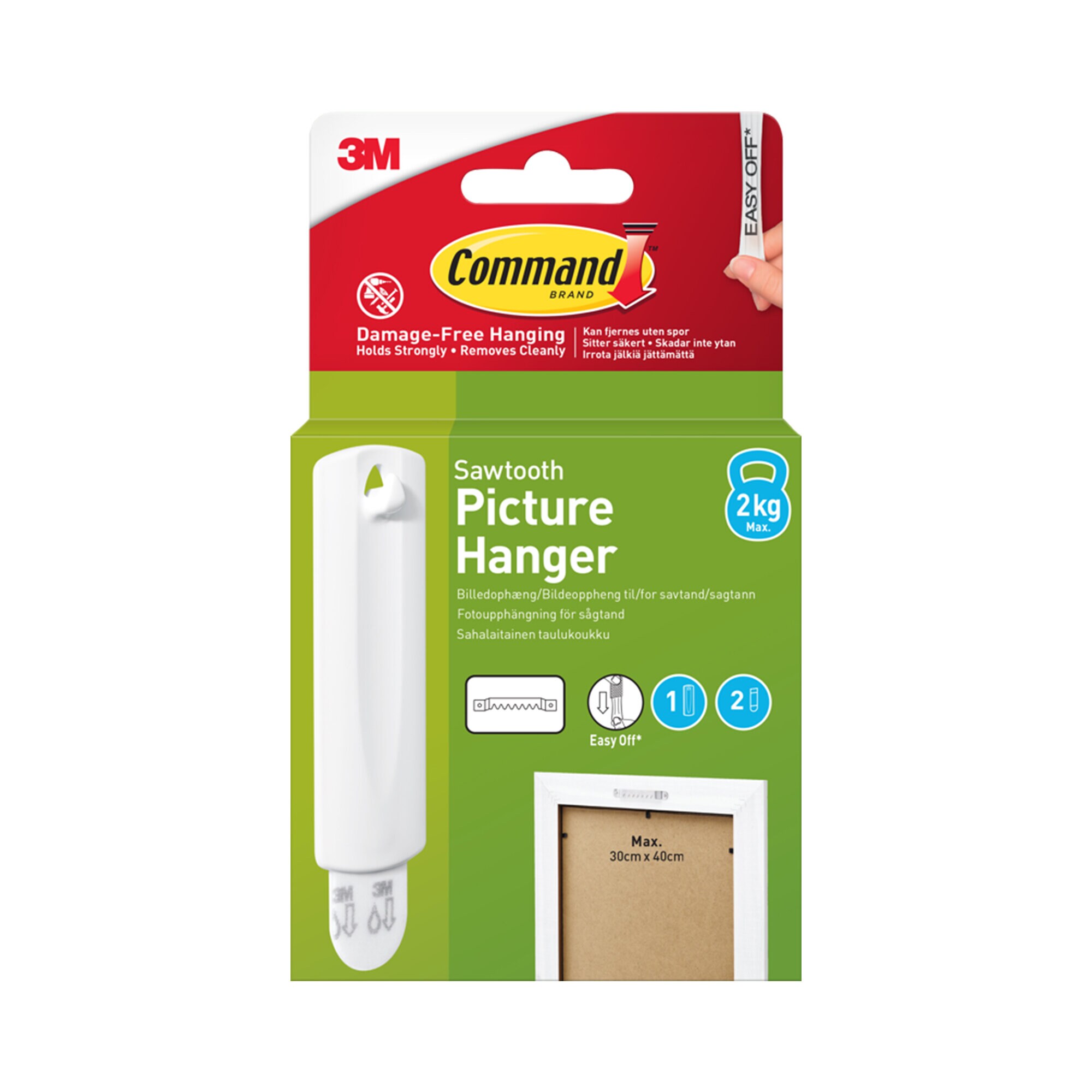 3M Command Sawtooth 1 Hook + 2 Strips