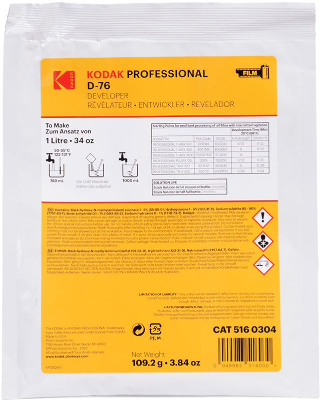 Kodak Professional D-76 Framkallare Pulver till 1L