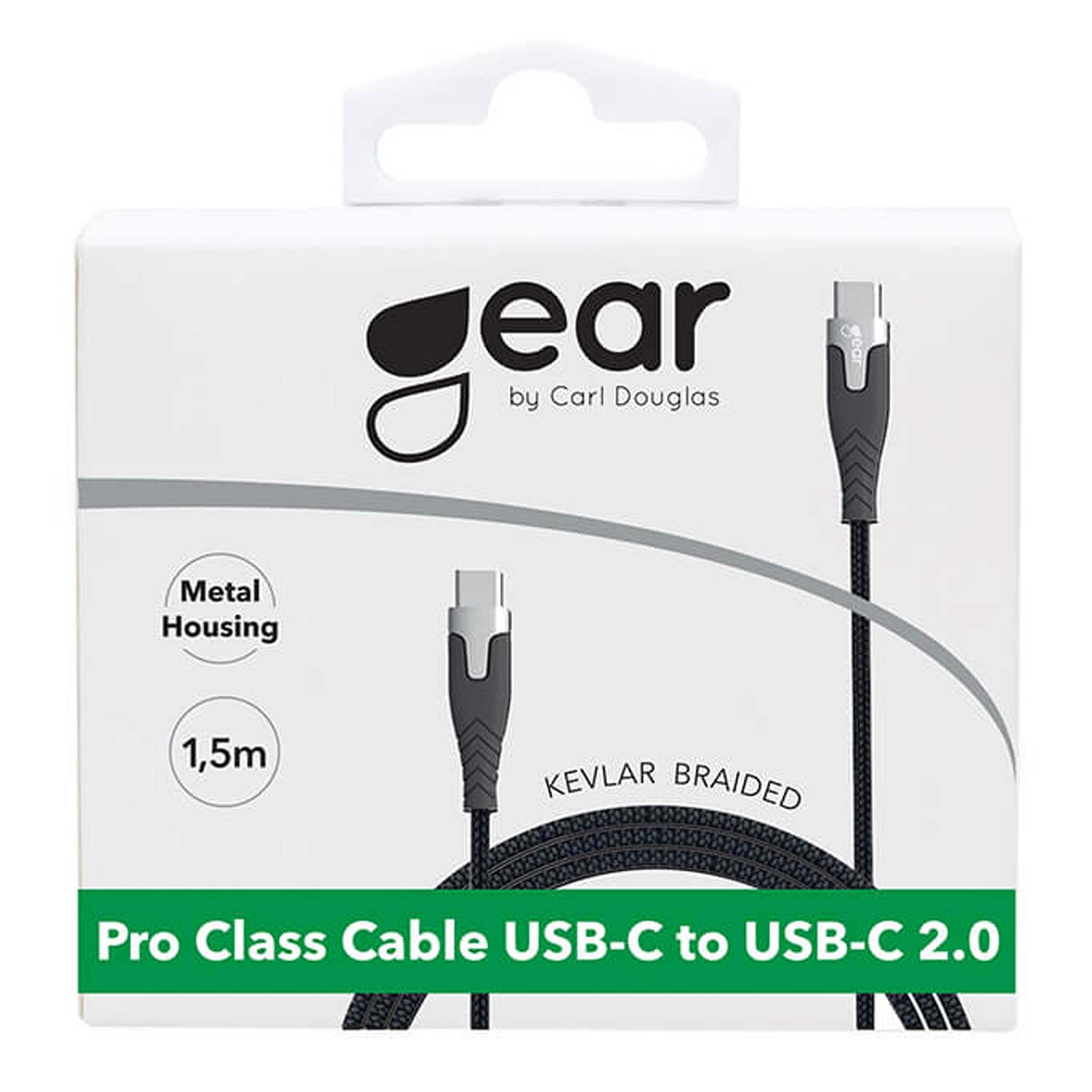 Gear Laddkabel Pro USB-C till USB-C, 1.5 m, Svart