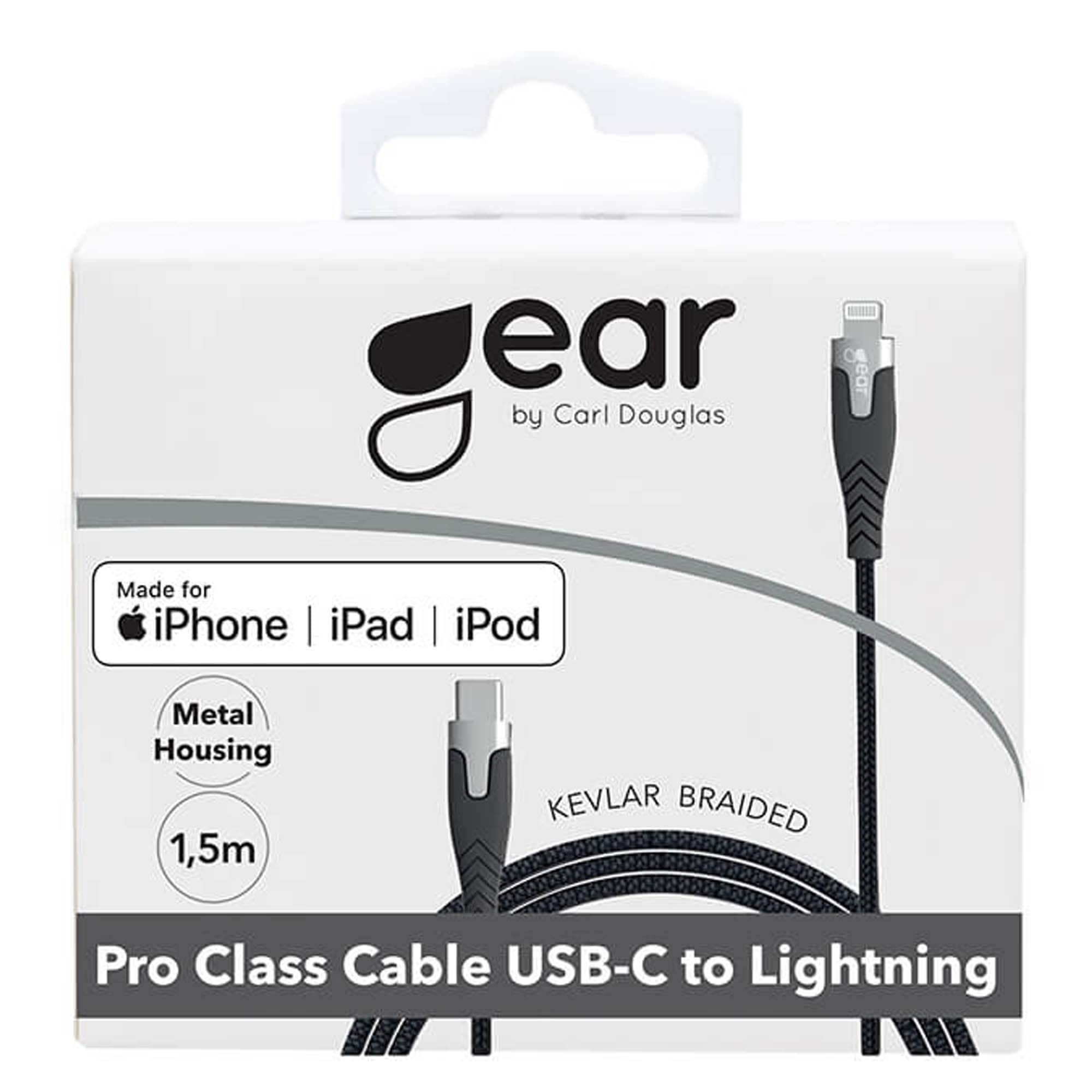 Gear Laddkabel Pro USB-C till LIGHTNING, 1.5 m, Svart