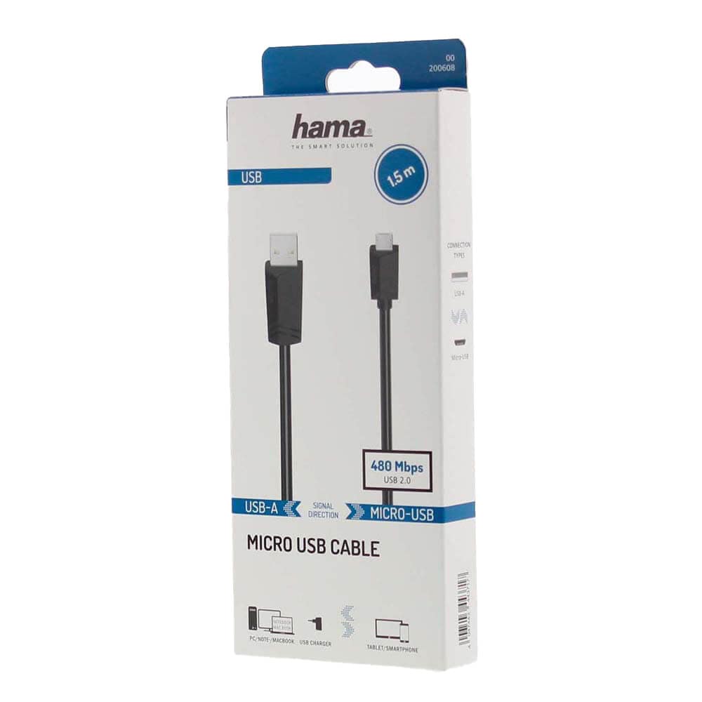 Hama Kabel USB-A till Micro-USB 2.0 1,5m