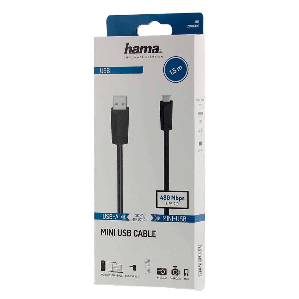Hama Kabel USB-A till USB-Mini-B 2.0 1,5m