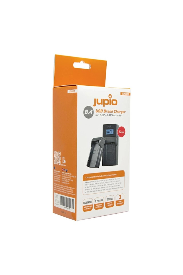 Jupio USB Brand Charger för Canon 7.2V-8.4V batteries