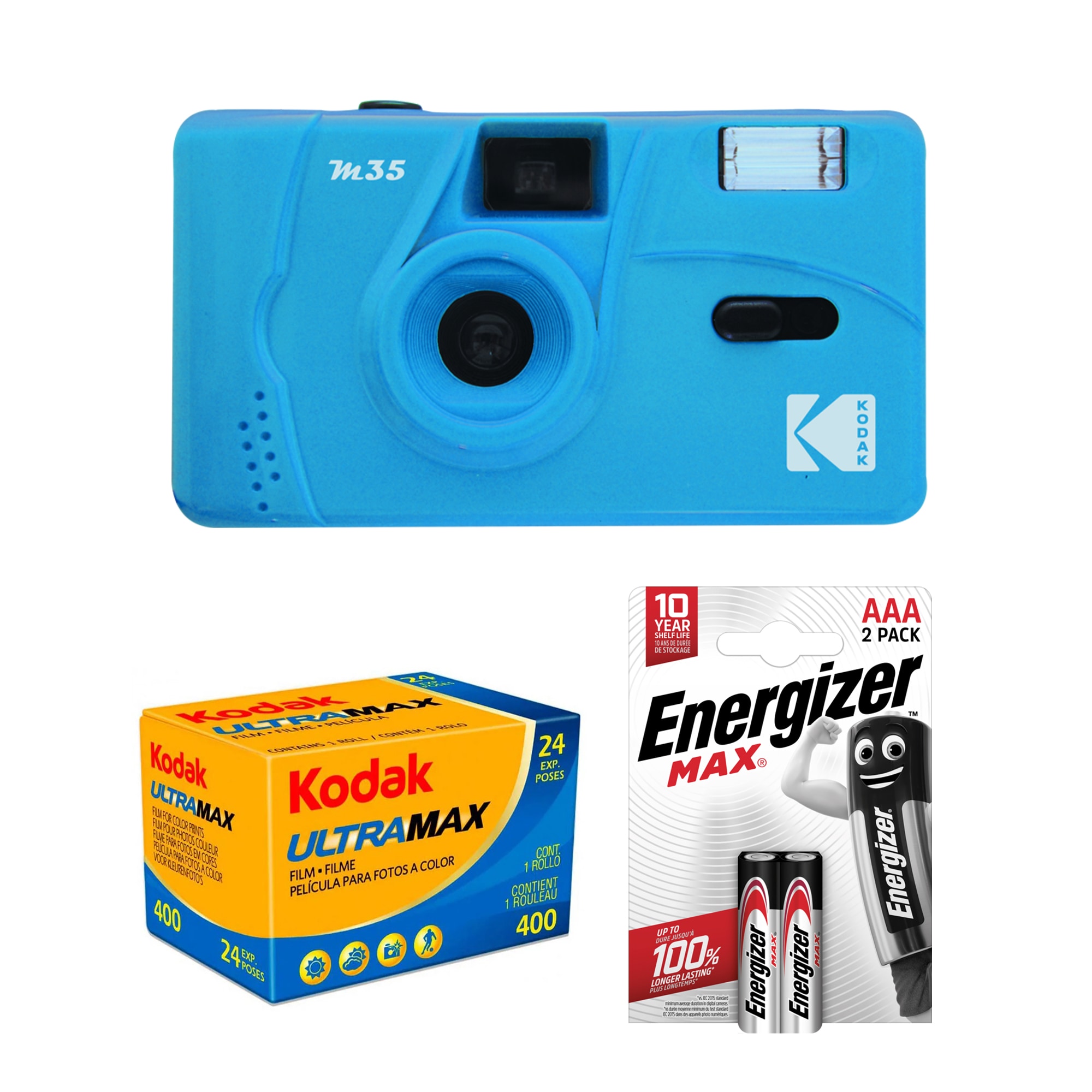 Tetenal Kodak M35 Reusable Camera Blue + UltraMax 400 + 2st AAA batterier