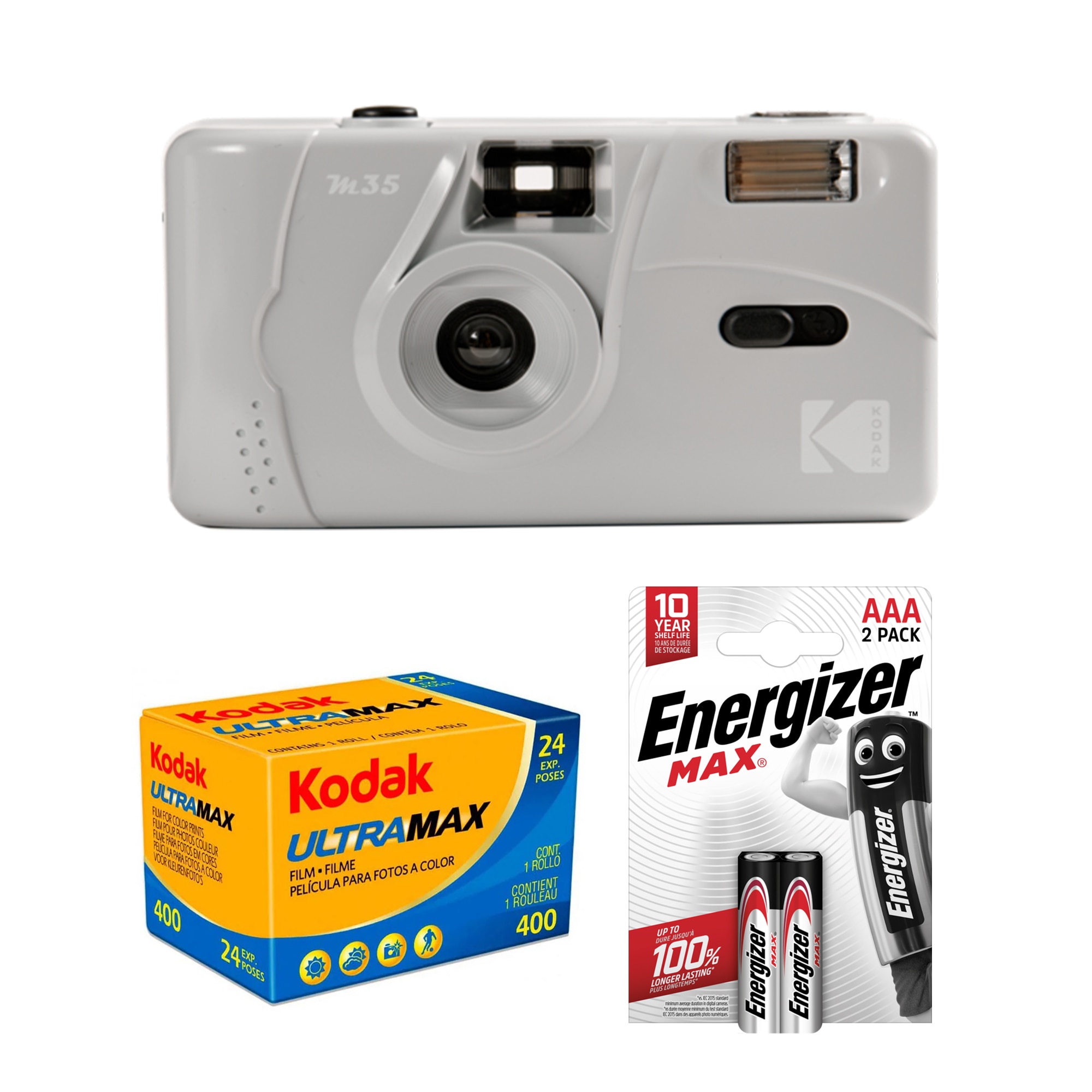 Tetenal Kodak M35 Reusable Camera Marble Grey + UltraMax 400 + 2st AAA batterier