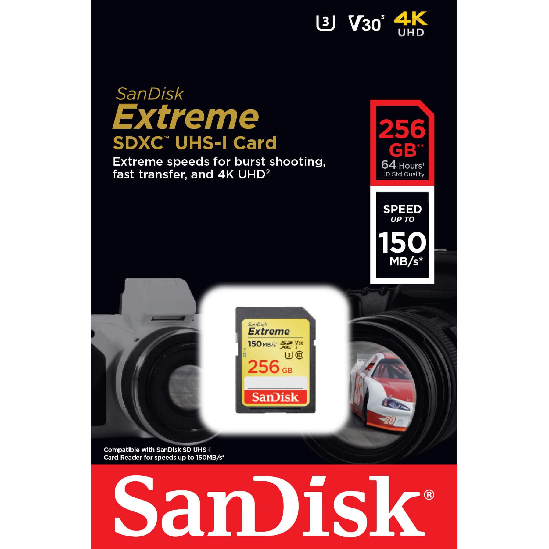 Sandisk Minneskort SDXC Extreme 256GB 150MB/s UHS-I 