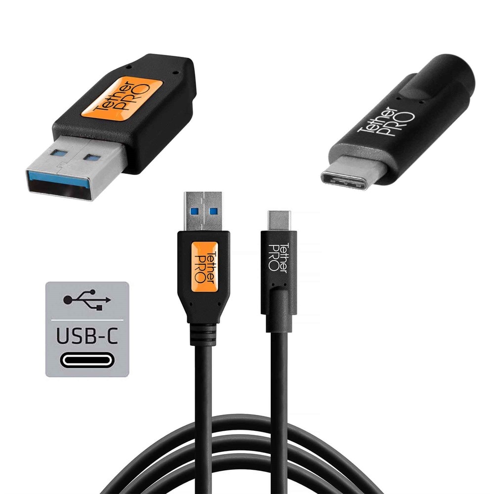 Tetherpro USB 3.0 to USB-C 4.6m Black