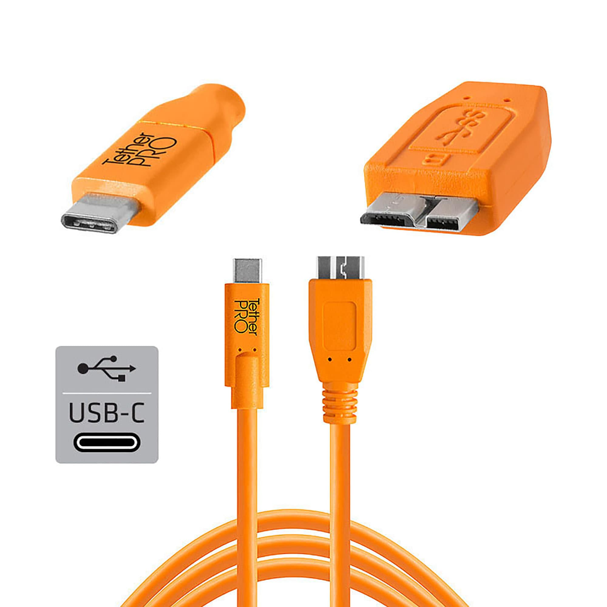 Tether Tools TetherPro USB-C to 3.0 Micro-B 4.6m Orange 