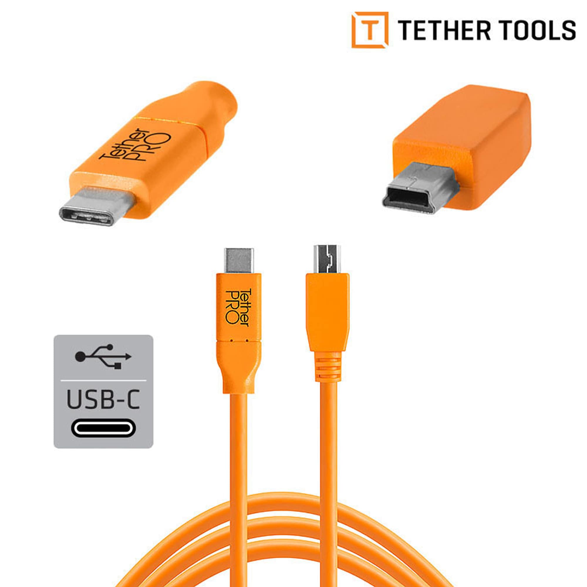 Tether Tools Tetherpro USB-C to 2.0 Mini-B 5- Pin 4.6m Orange