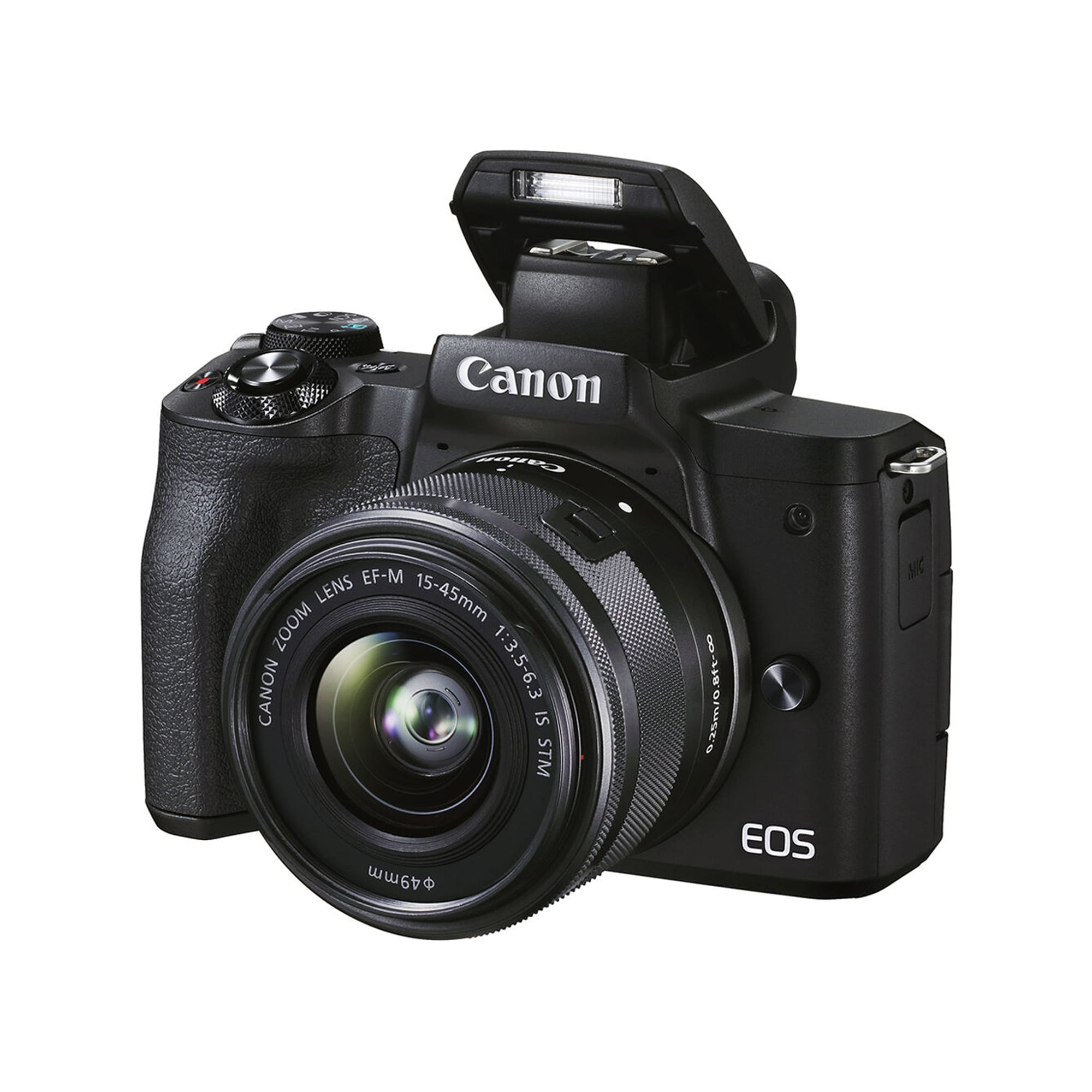 Canon EOS M50 Mark II svart kamerahus + EF-M 15-45/3,5-6,3 IS STM + EF-M 55-200/4,5-6,3 IS STM