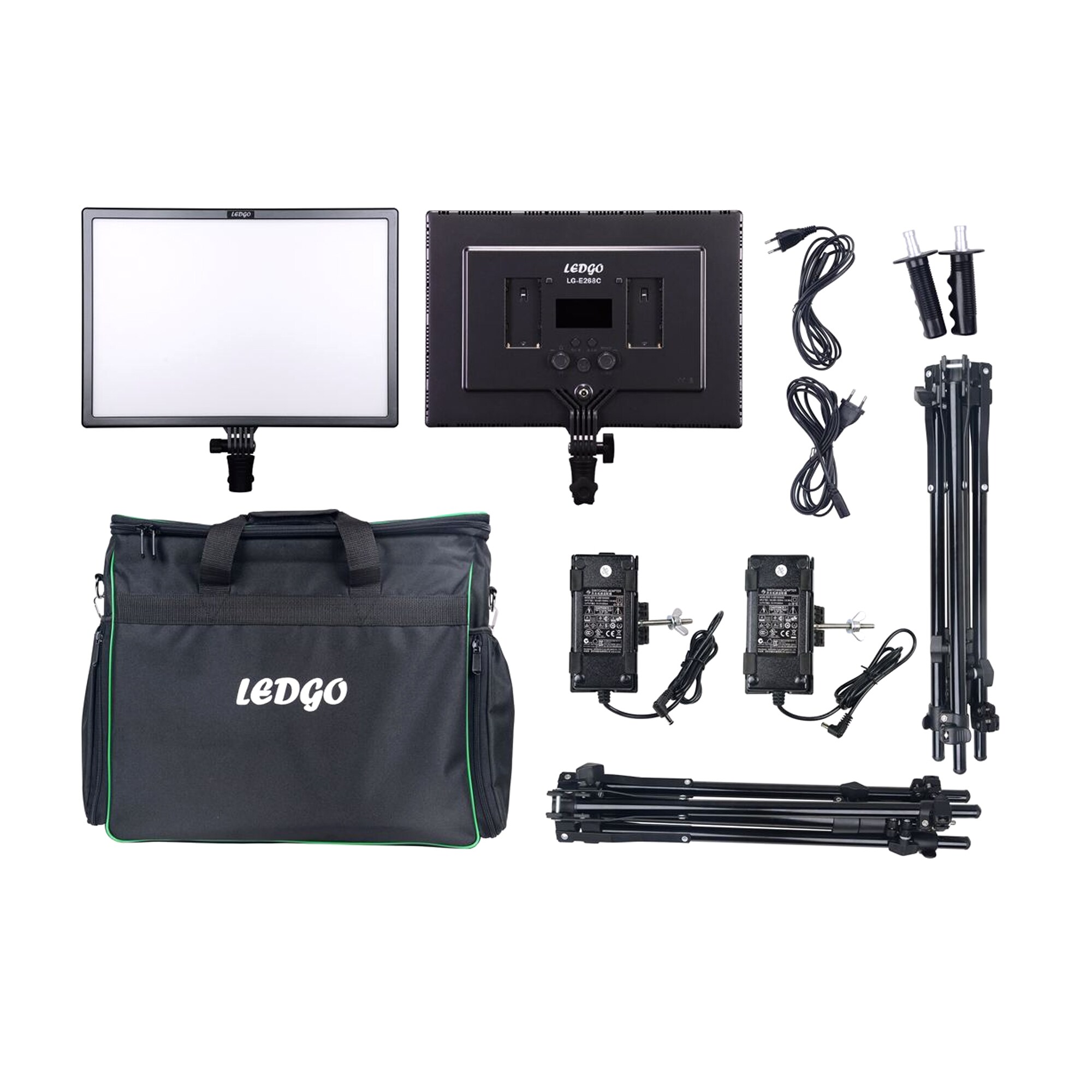 Ledgo LG-E268C paket med 2 lampor, stativ