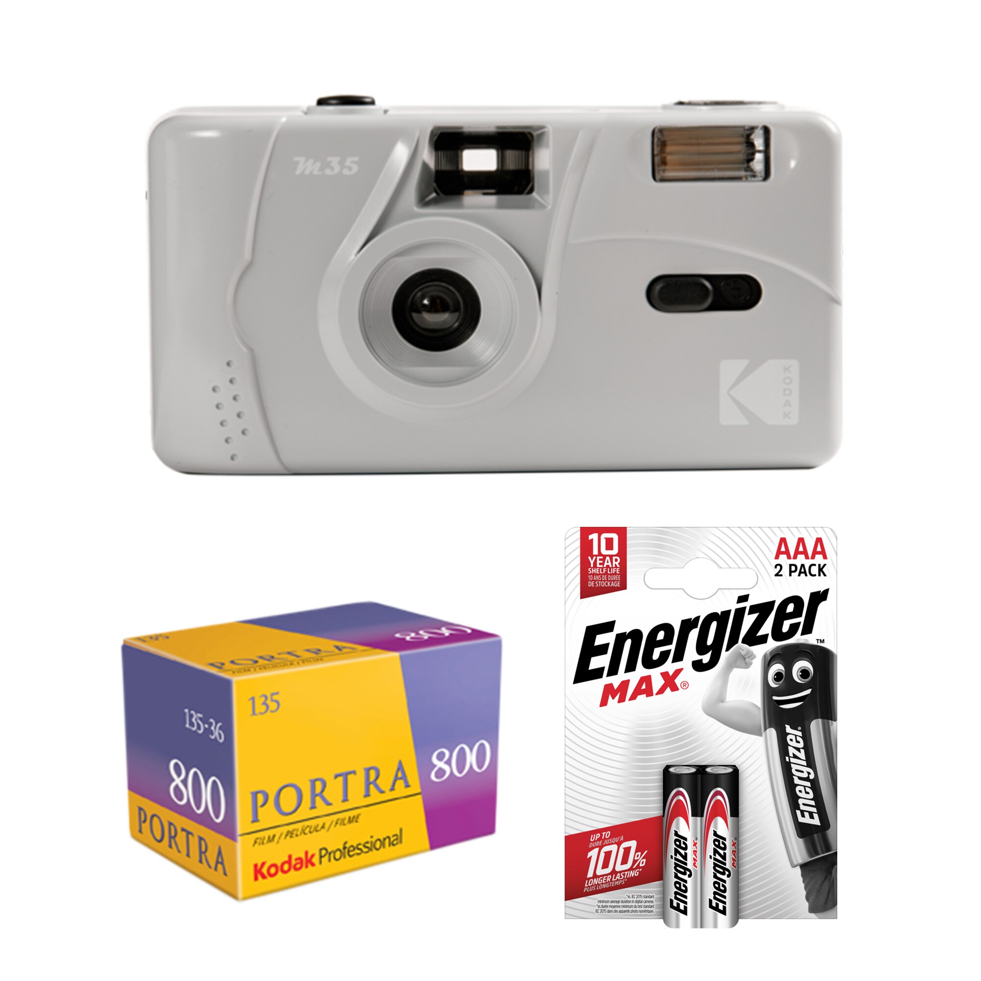 Tetenal Kodak M35 Reusable Camera Marble Grey + Portra 800 + 2st AAA batterier