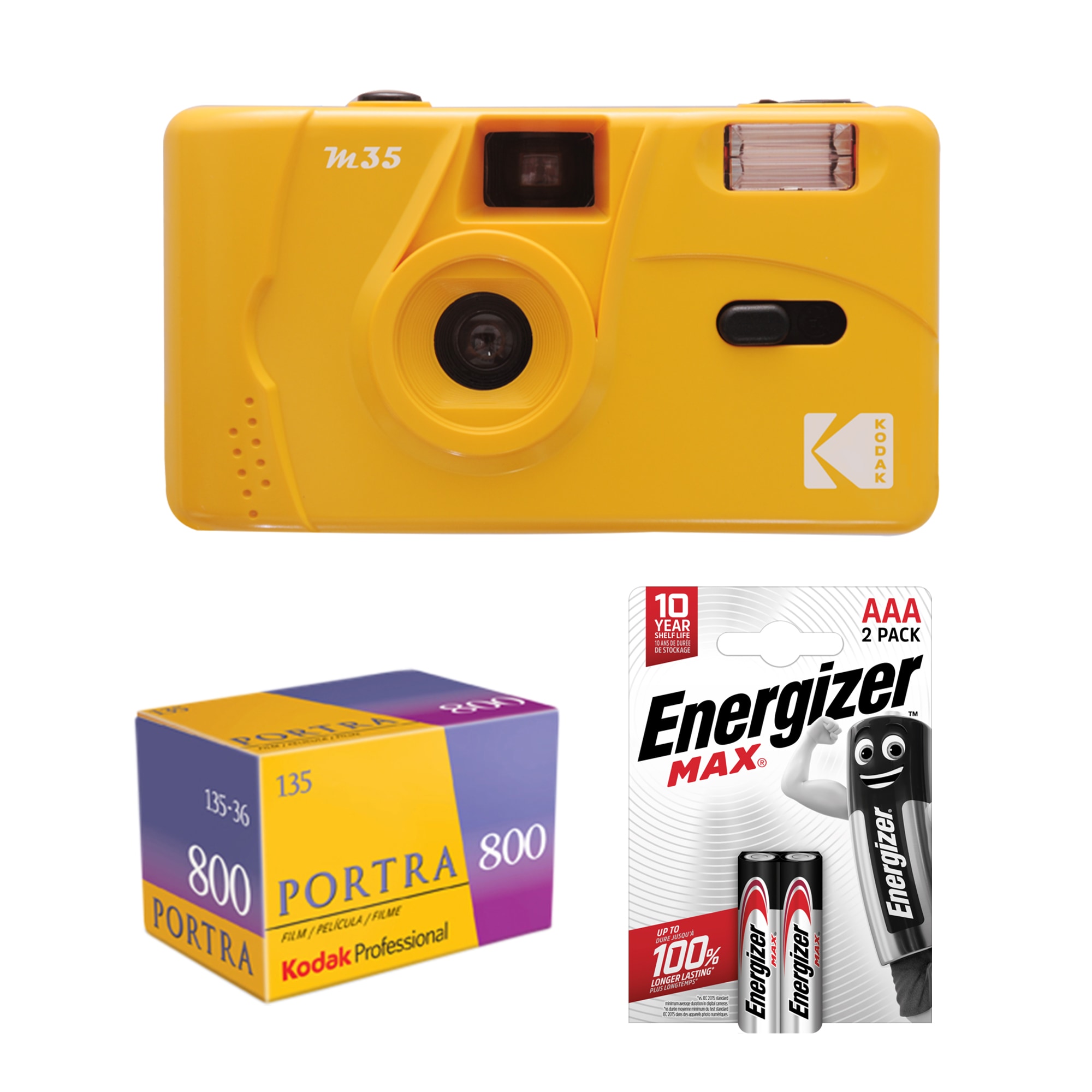 Tetenal Kodak M35 Reusable Camera Yellow + Portra 800 + 2st AAA batterier