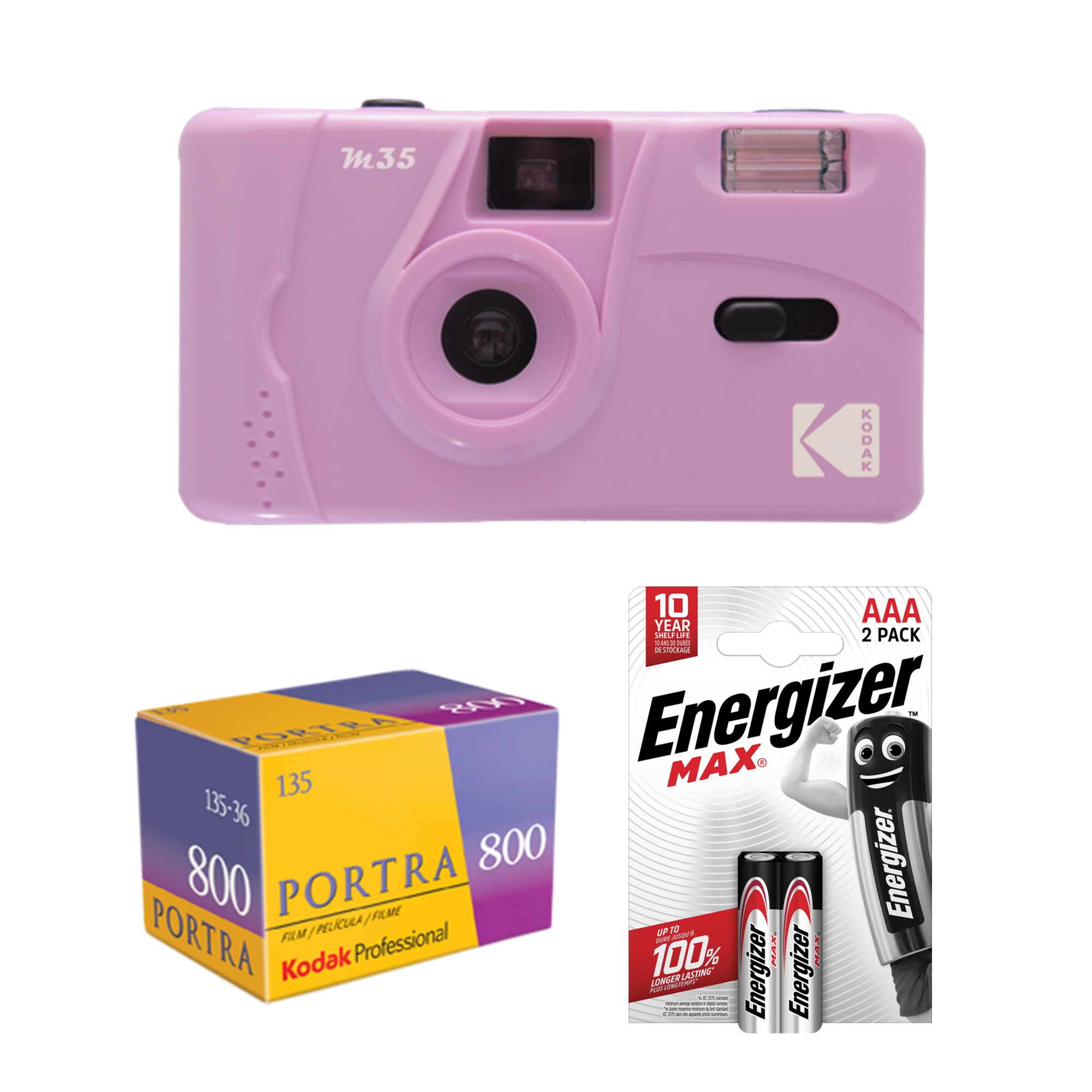 Tetenal Kodak M35 Reusable Camera Purple + Portra 800 + 2st AAA batterier