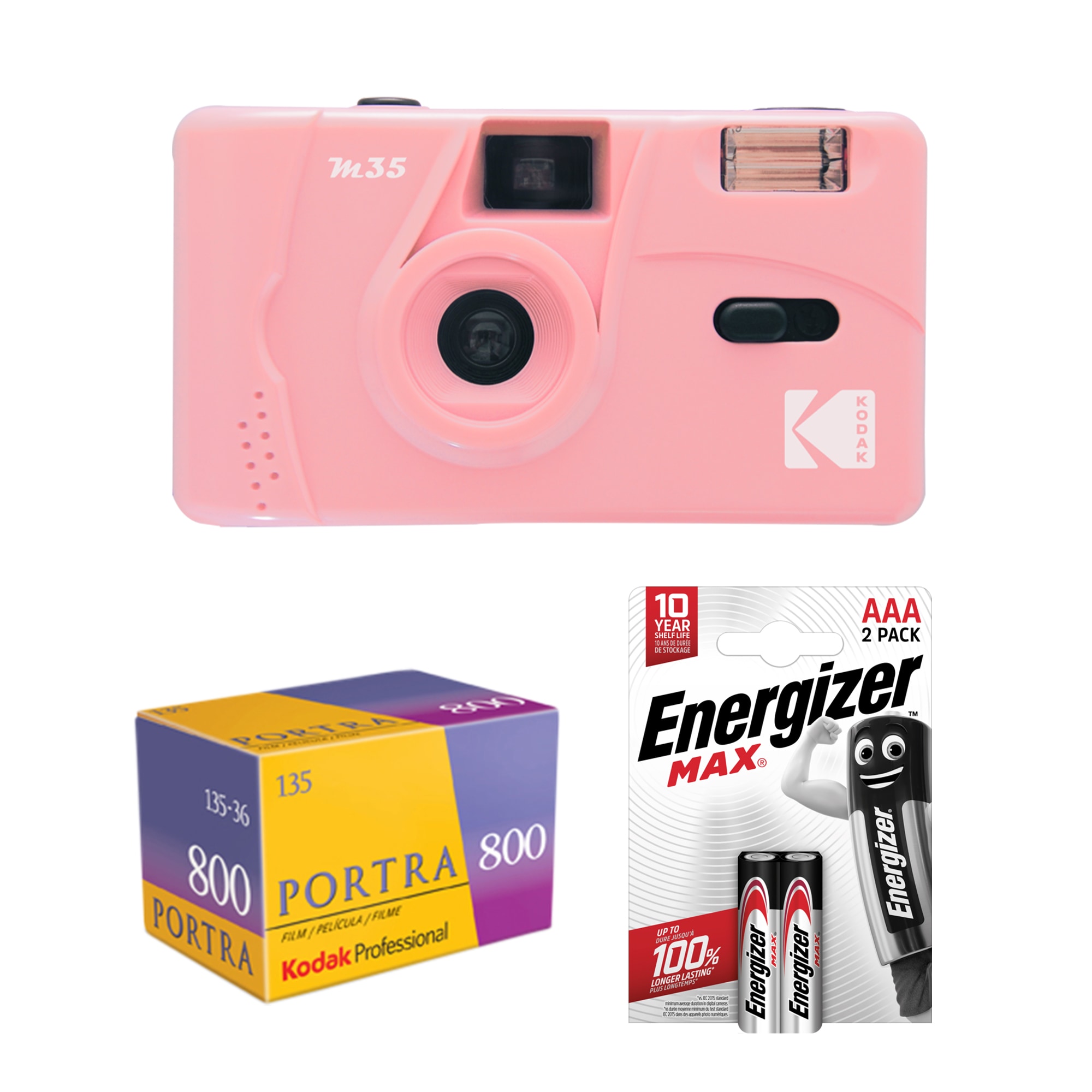 Tetenal Kodak M35 Reusable Camera Pink + Portra 800 + 2st AAA batterier