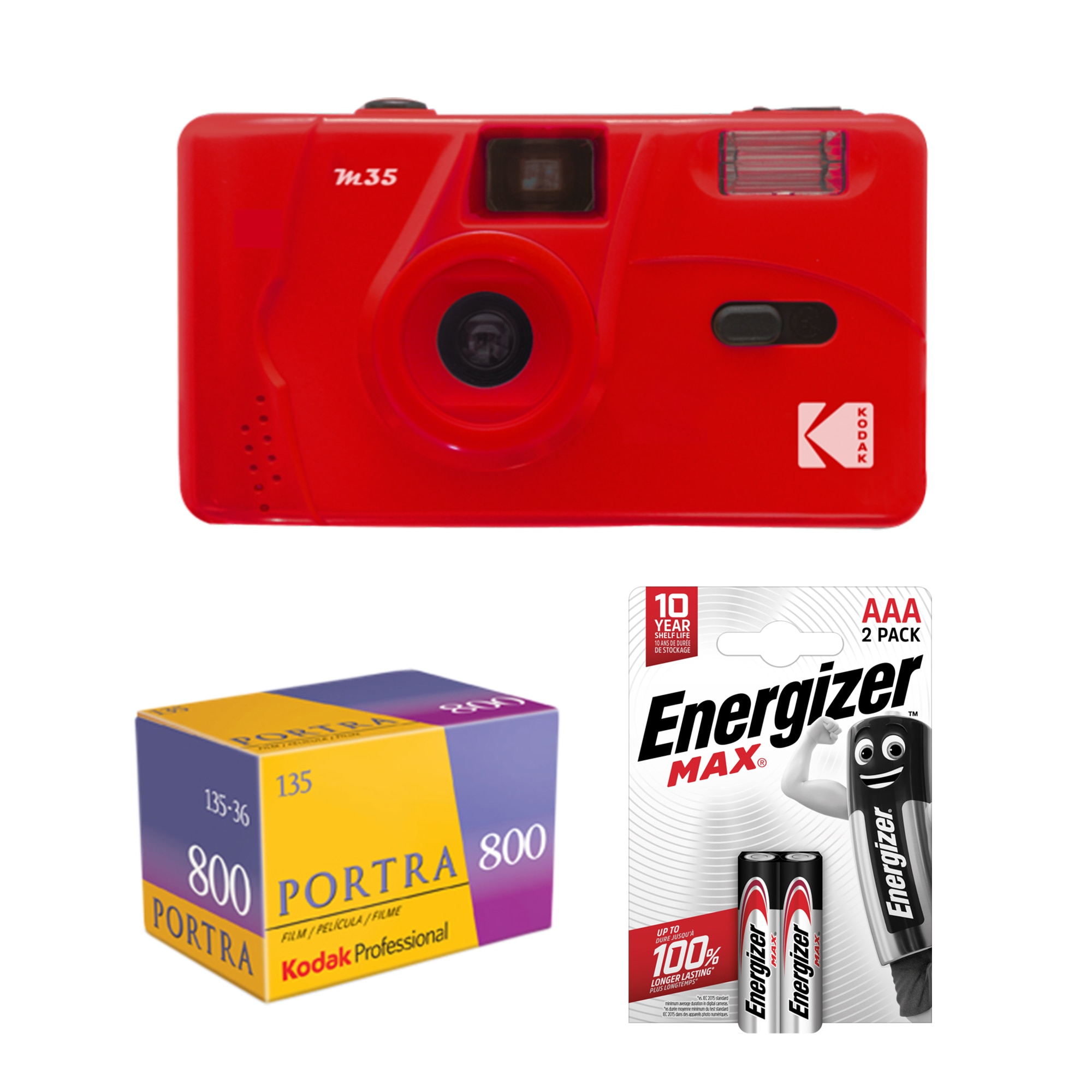 Tetenal Kodak M35 Reusable Camera Scarlet + Portra 800 + 2st AAA batterier