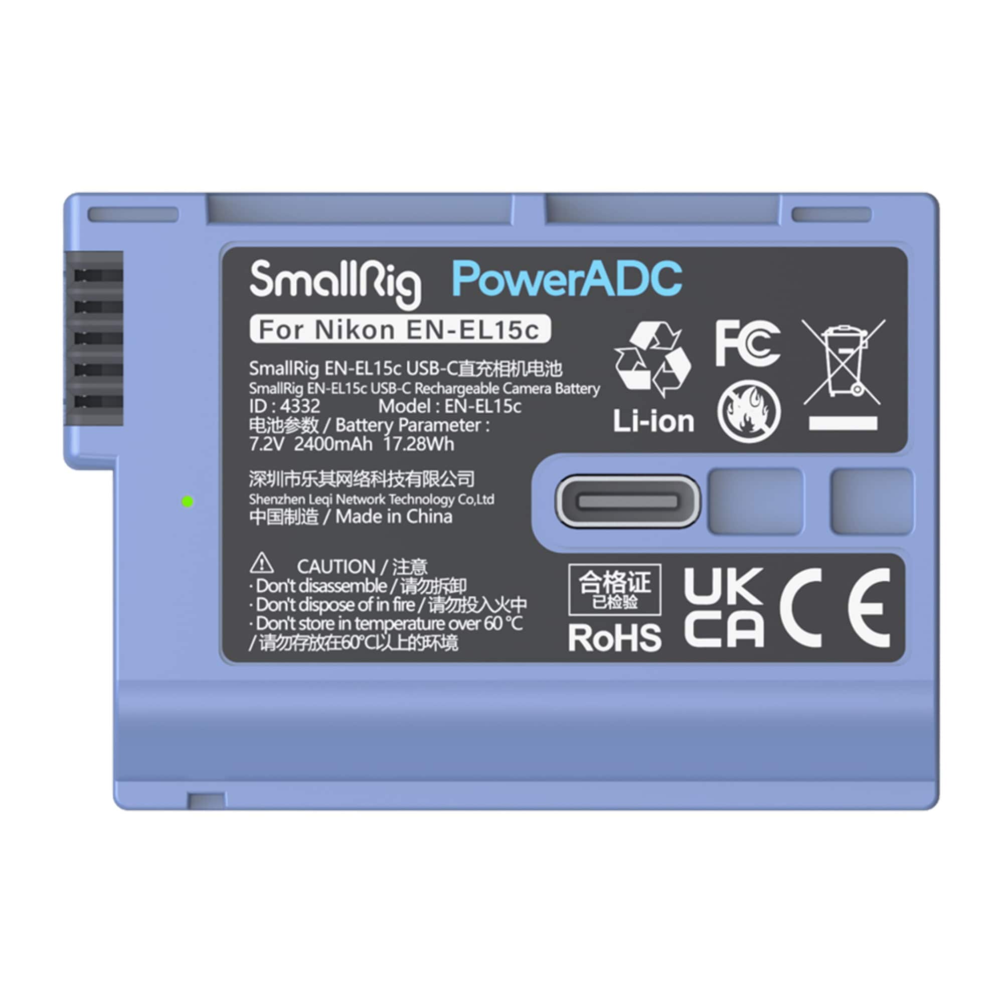 SmallRig 4332 Kamerabatteri USB-C Laddningsbart EN-EL15c