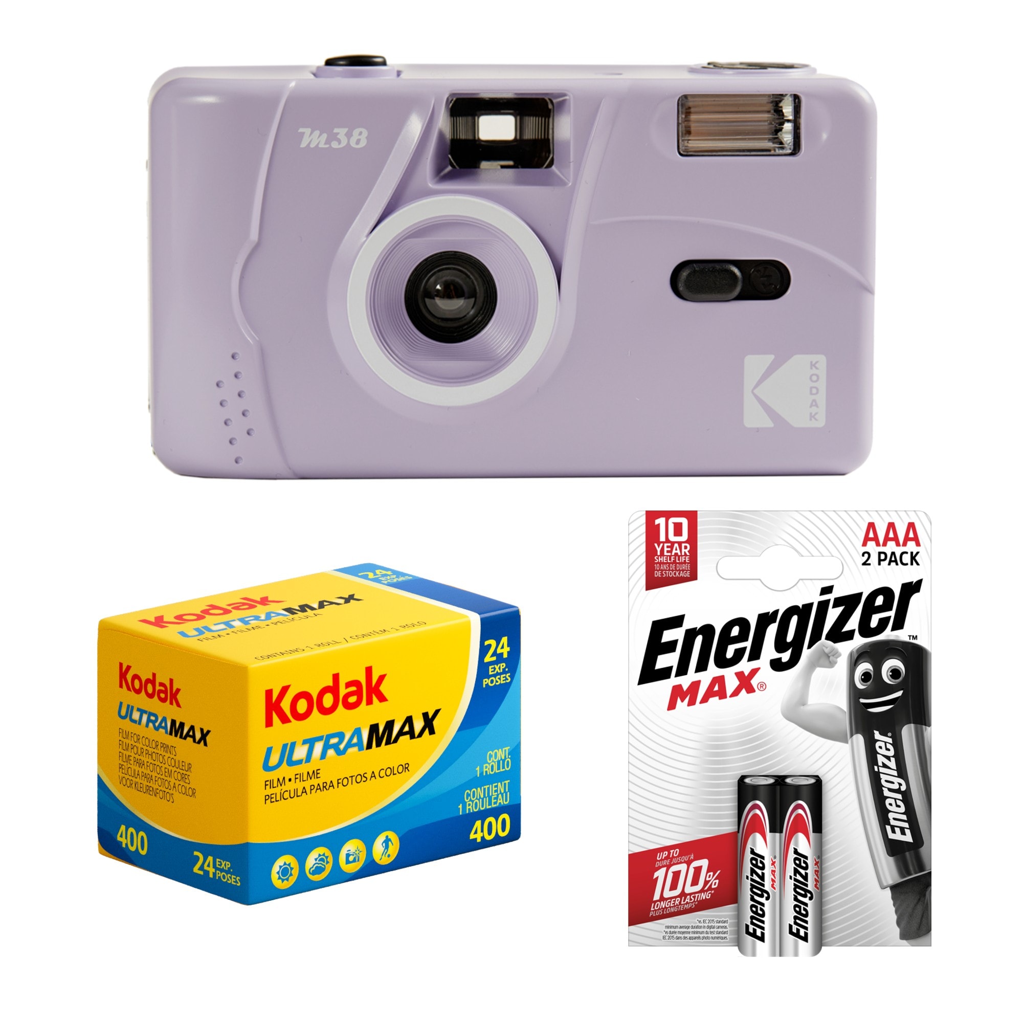 Tetenal Kodak M38 Reusable Camera LAVENDER + Ultramax 400 + 2st AAA Batterier