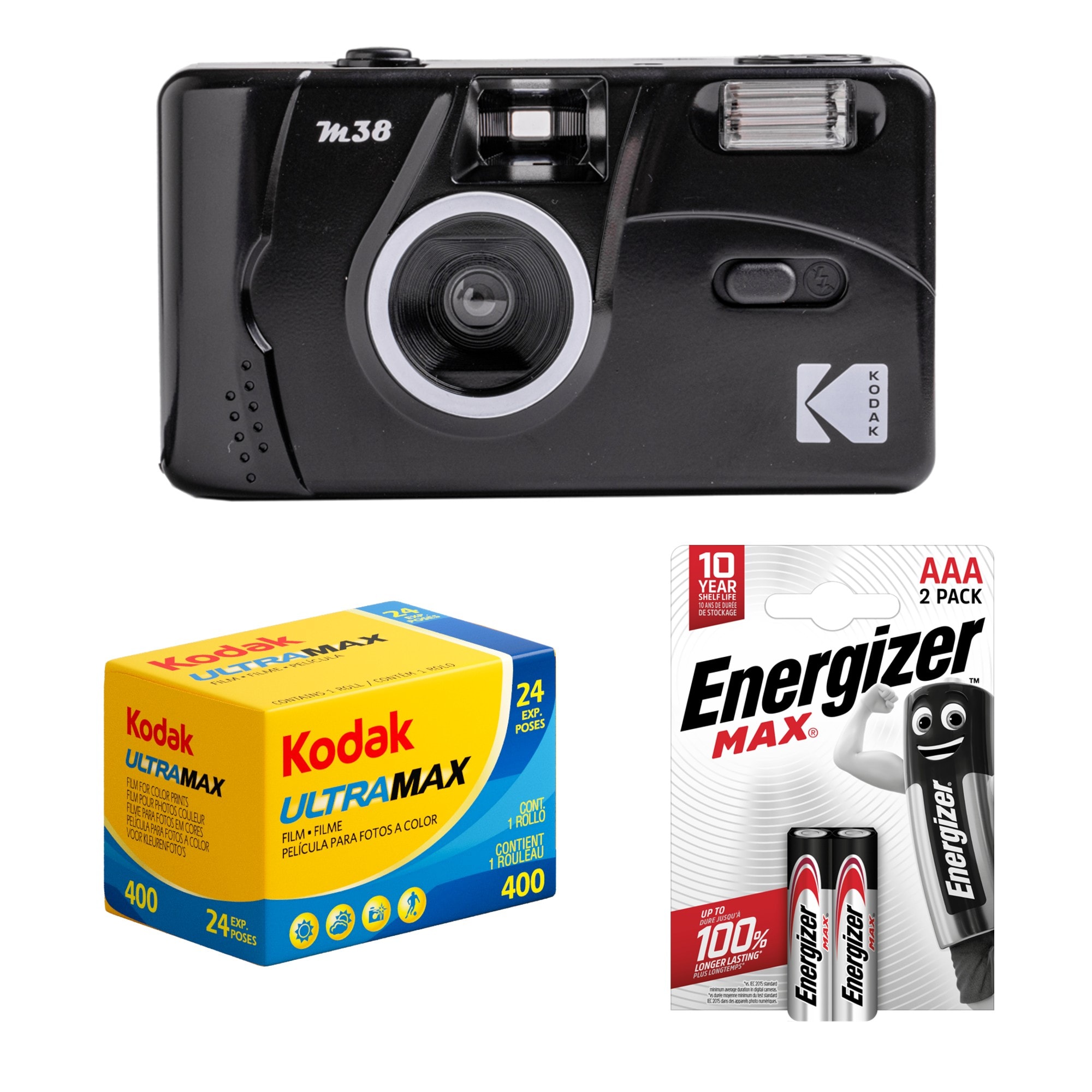 Tetenal Kodak M38 Reusable Camera STARRY BLACK + Ultramax 400 + 2st AAA Batterier