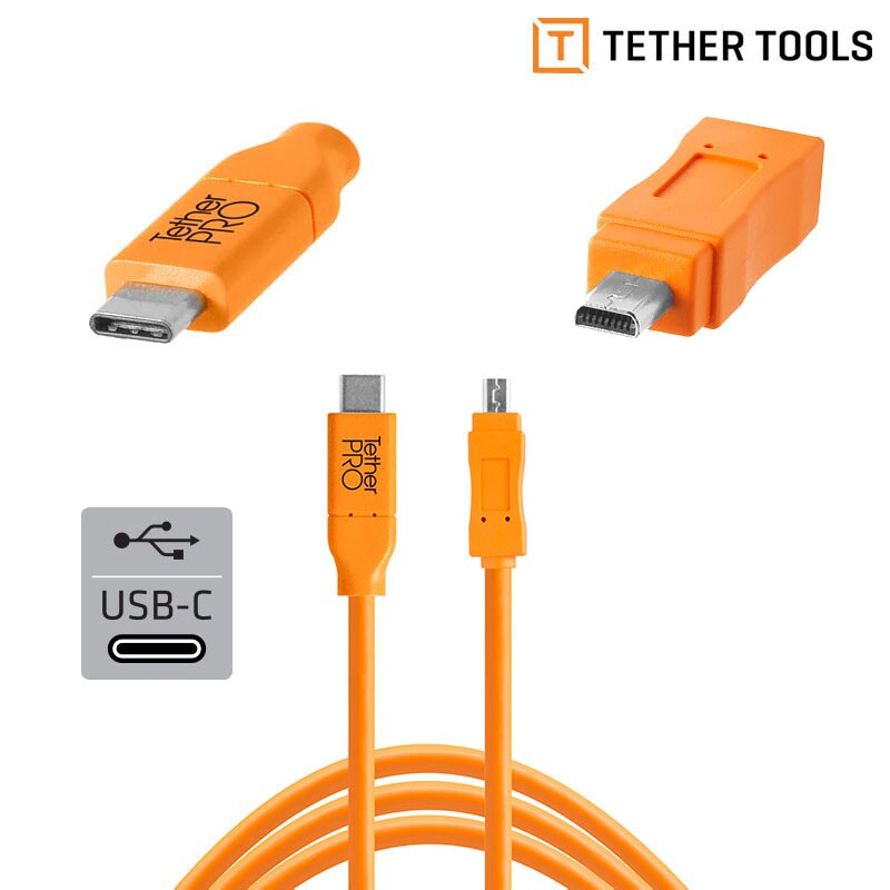 Tether Tools TetherPro USB-C Till 2,0 Mini-B 8 Pin 4,6m. Orange