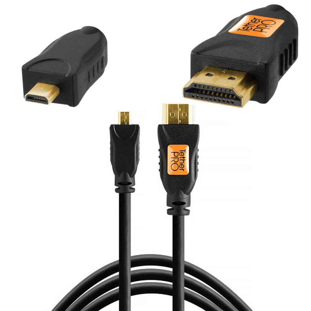 Tether Tools TetherPro Micro HDMI D till HDMI A 3m. Svart