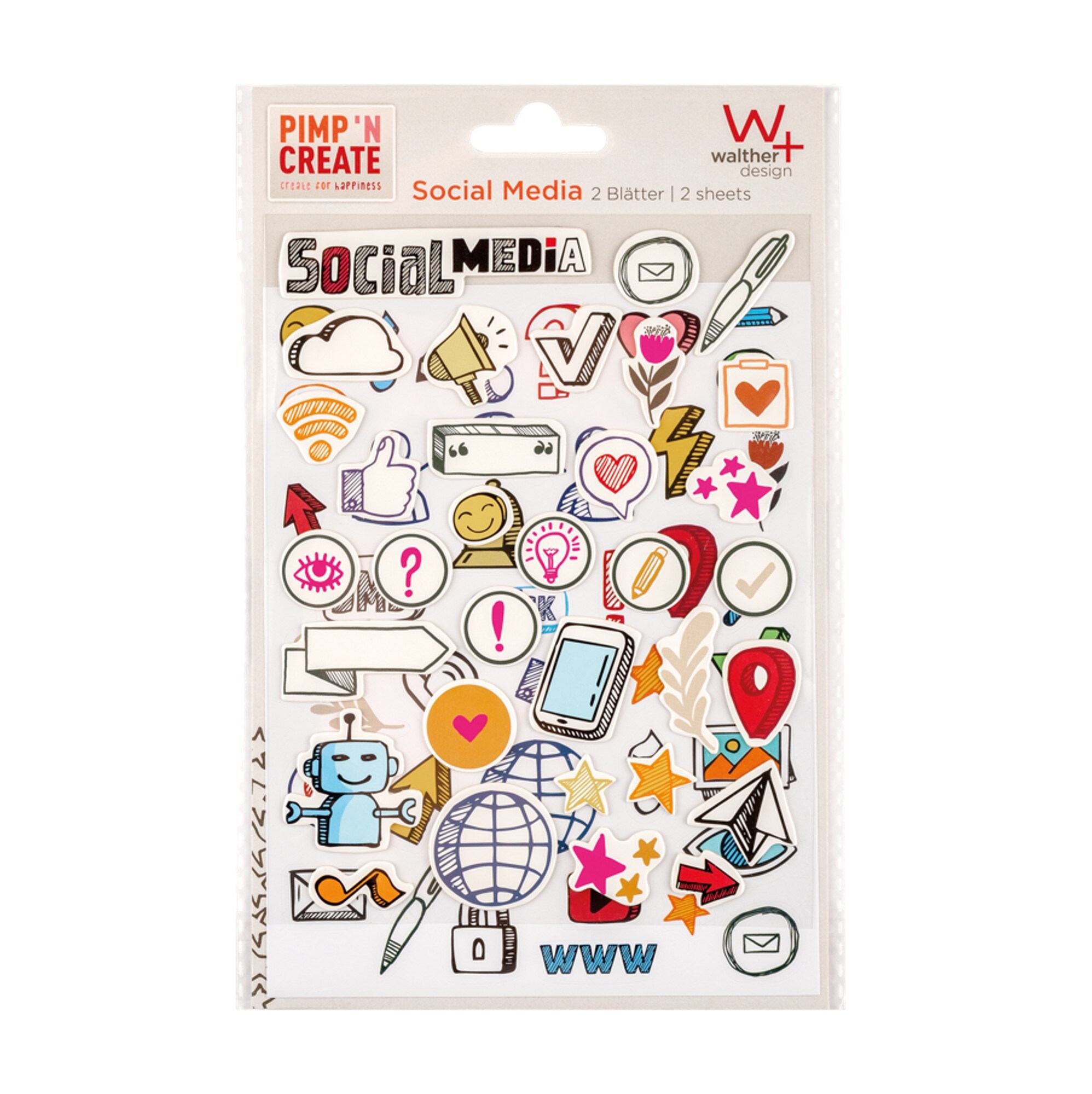 Walther Självhäftande Stickers Sociala Medier